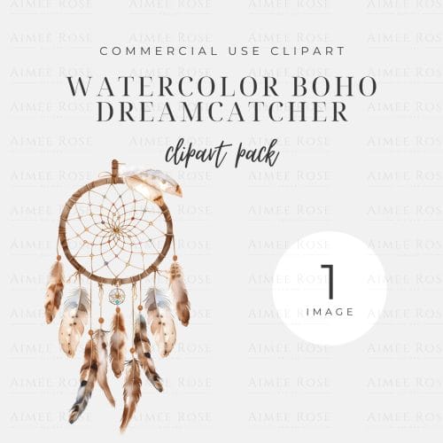 Boho Dreamcatcher Clipart - Dream Catcher PNG, High-Resolution Digital Download, Feather and Beads Illustration for Bohemian Decor