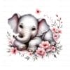Cute Baby Elephant Clipart, 2 High Quality PNGs. Nursery Art, Card Making, Baby Girl