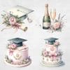16 Shabby Chic Graduation Clipart Pack | Class of 2024 | Watercolour Graduation Elements | 16 PNG Images | 300 DPI | Floral Vintage Design