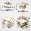 16 Shabby Chic Graduation Clipart Pack | Class of 2024 | Watercolour Graduation Elements | 16 PNG Images | 300 DPI | Floral Vintage Design